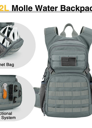 CVLIFE Bladder Green featuring helmet bag functional molle system in grey