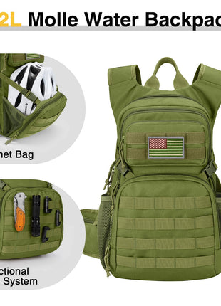 CVLIFE Bladder Green featuring helmet bag functional molle system
