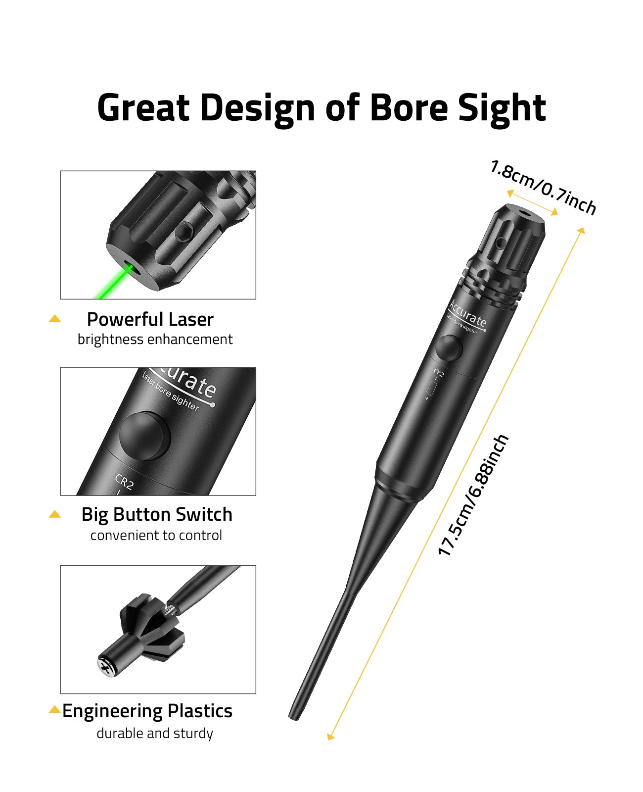 Bore Sighter Kit Für .22 Bis .50 Kaliber Mit Tragebox Leichter Bore Sighter Für Die Jagd Im Freien, Grün