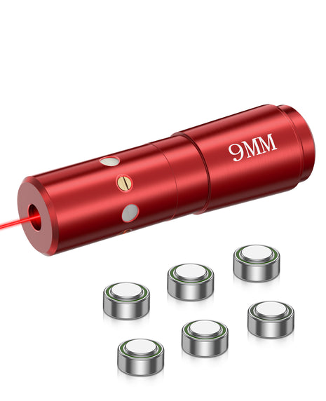 CVLIFE Bore Sight Laser 9mm Red Dot Boresighter with 2 Sets of Batteries