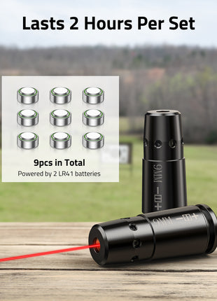 9mm Red Laser Bore Sighter with Batteries Last 2 Hours Per Set