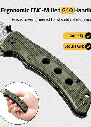 CVLIFE carry knife featuring precision-engineered for stability & elegance in green