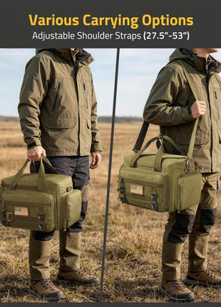 CVLIFE Carry Range Bag featuring various carrying options in khaki