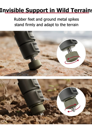 CVLIFE Clamp Rest featuring rubber feet and ground metal spikes in camo