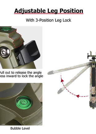 CVLIFE Clamping tripod rest featuring adjustable leg position in camo