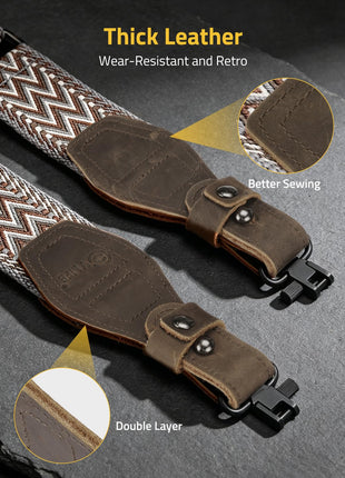 CVLIFE Cotton Weave Sling featuring thick leather wear-resistant and retro in mixed brown