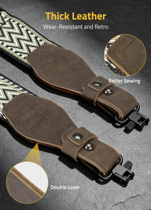 CVLIFE Cotton Weave Sling featuring thick leather wear-resistant and retro in mixed green