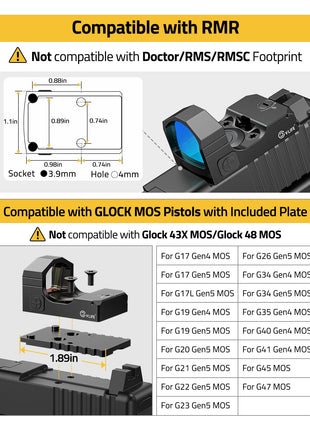 CVLIFE Dot Reflex Sight featuring compatible with glock mos pistols with included plate in green dot