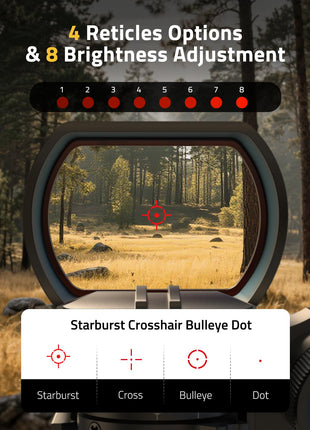 CVLIFE Red Dot Sight featuring starburst crosshair bulleye dot in red laser