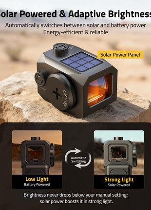 CVLIFE Dot Sight featuring solar powered & adaptive brightness