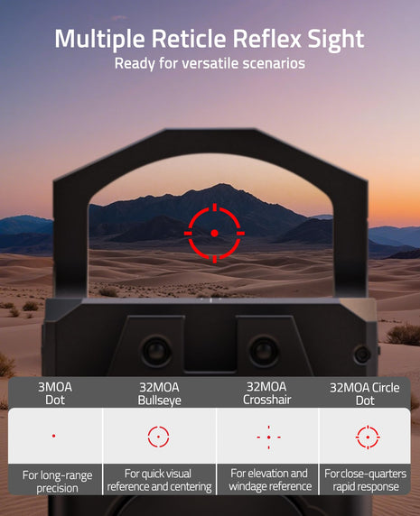 CVLIFE 3 MOA Dot Reflex Sight featuring multiple reticle reflex sight ready for versatile scenarios in red dot