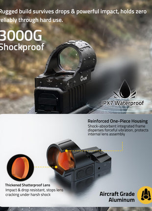 CVLIFE 40MOA 3-Reticle featuring shockproof cvife ipx7 waterproof in red dot
