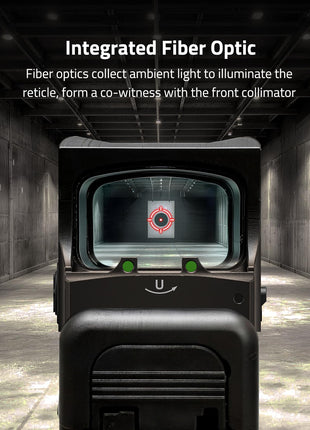 CVLIFE green dot sight featuring reticle, form a co-witness with the front collimator in red dot