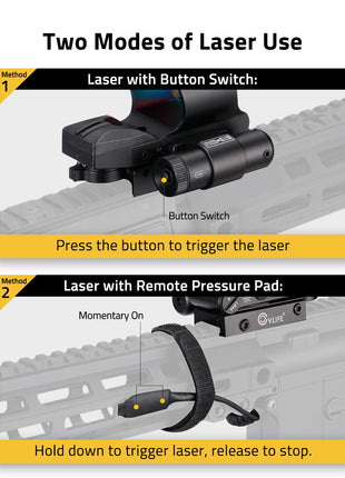 CVLIFE Pressure Pad Switch featuring hold down to trigger laser, release to stop in red laser
