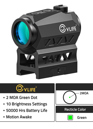 CVLIFE Sight Co-Witness Riser featuring motion awake green in green dot