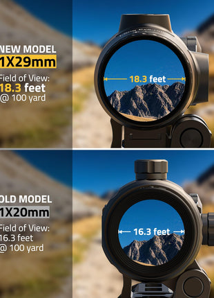 CVLIFE red dot magnifier featuring field of view