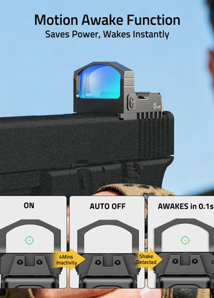 CVLIFE Dot Reflex Sight featuring motion awake function saves power, wakes instantly in green dot