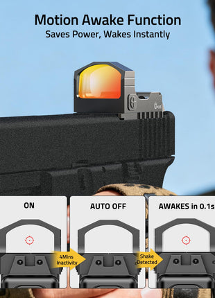 CVLIFE Dot Reflex Sight featuring motion awake function saves power, wakes instantly in red dot