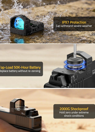 CVLIFE red dot sight featuring replace battery without re-zeroing in green dot