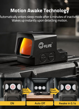 CVLIFE green dot sight featuring motion awake technology in red dot
