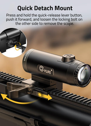 CVLIFE Eaglefeather 6X Compact Magnifier Quick Release Mount featuring press and hold the quick-release lever button