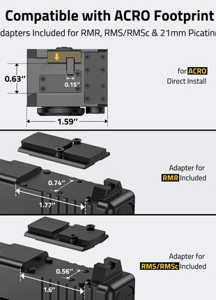 CVLIFE iron sights featuring adapters included for rmr, rms/rmsc & picatinny
