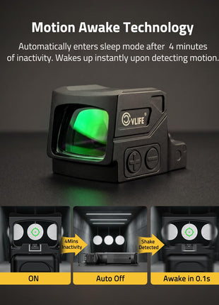 CVLIFE Red Dot Sight featuring motion awake technology in green dot