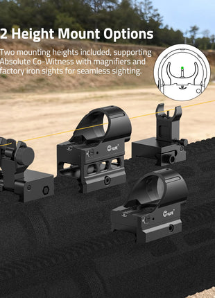 CVLIFE backup iron sights featuring two mounting heights included, supporting in green dot