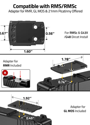 CVLIFE Dot Sight featuring adapter for rmr included in red dot