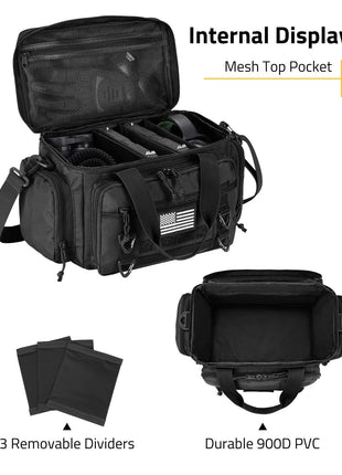 CVLIFE EDC bag featuring internal display mesh top pocket in black