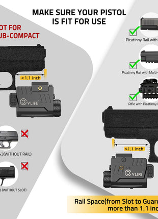 CVLIFE flashlight laser combo featuring picatinny rail with slot