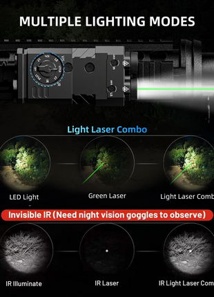 CVLIFE Lumens Rifle Flashlight featuring led light green laser Green Laser+IR Laser+White Light+IR Light