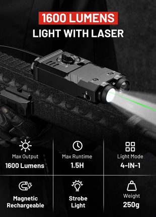 CVLIFE ir laser illuminator featuring max runtime light mode Green Laser+IR Laser+White Light+Red Light