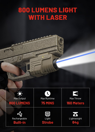 CVLIFE Pistol Light Laser Combo Rechargeable Home Defense featuring rechargeable light lightweight Light with Blue Beam