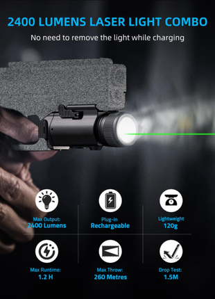 CVLIFE Laser Light featuring no need to remove the light while charging Light with Green Beam