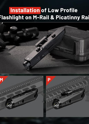 CVLIFE Laser Light Combo featuring installation of low profile flashlight on m-rail & picatinny rail in green laser light