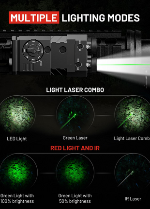 CVLIFE Lumens Rifle Flashlight featuring green laser light laser combo Green Laser+IR Laser+White Light+Green Light