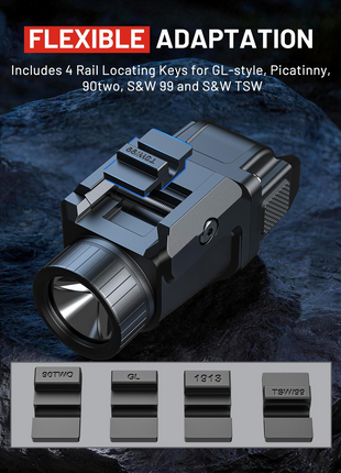 CVLIFE 500 Lumens Pistol Light GL and Picatinny featuring includes 4 rail locating keys for gl-style, picatinny