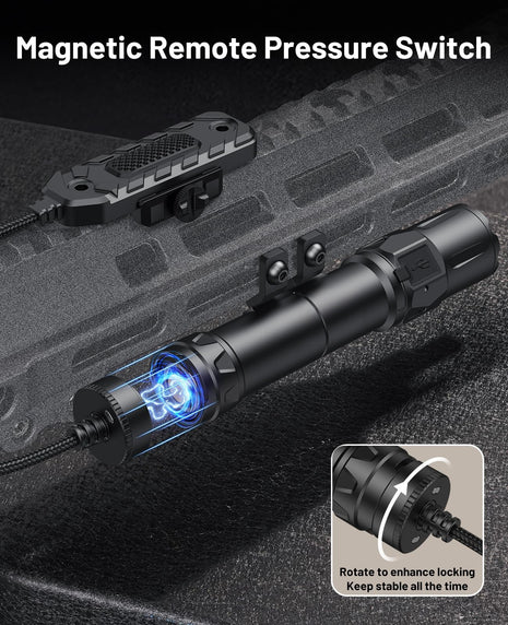 CVLIFE 2500 Lumens Rifle Light Home Defense featuring magnetic remote pressure switch