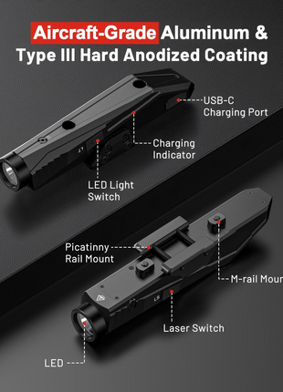 CVLIFE Light Combo featuring m-rail mount laser switch led in green laser light combo