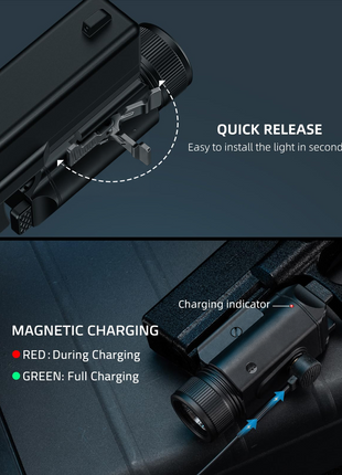 CVLIFE Lumen Pistol Flashlight featuring quick release easy to install the light in seconds Light with Green Beam
