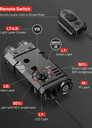 CVLIFE Lumens Rifle Flashlight featuring light laser combo green Green Laser+IR Laser+White Light+Green Light
