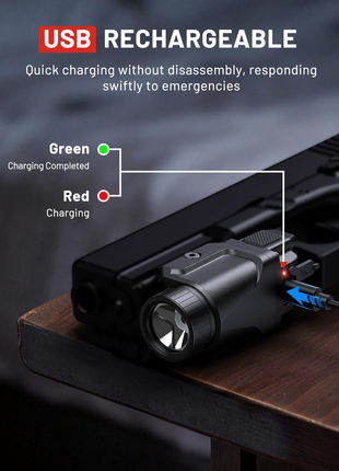 CVLIFE handgun light featuring usb rechargeable quick charging without disassembly, responding