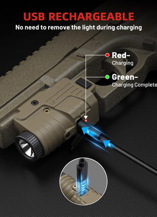 CVLIFE Pistol Light Laser Combo Rechargeable Home Defense featuring no need to remove the light during charging Light with