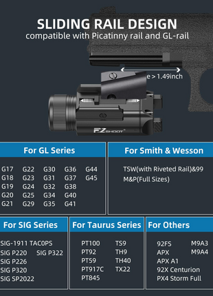 CVLIFE Lumens Laser Light featuring compatible with picatinny rail and gl-rail