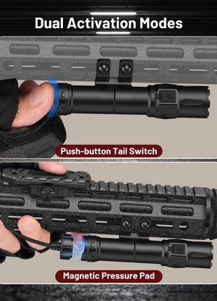 CVLIFE 2500 Lumens Rifle Light Home Defense featuring push-button tail switch magnetic pressure pad