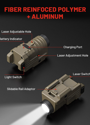 CVLIFE Pistol Light Laser Combo Rechargeable Home Defense featuring light switch slidable rail adaptor Light with Blue Beam
