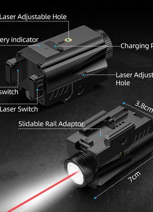 CVLIFE Pistol Light featuring light switch laser switch slidable rail adaptor in red laser light combo