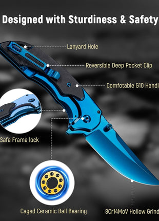 Sturdy Pocket Knife with Clip Easy to Open