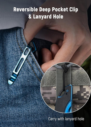 Easy to Carry Pocket Knife with Clip and Lanyard Hole